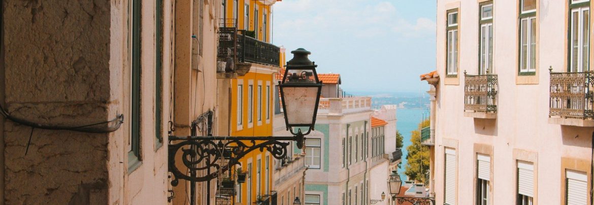 a view of a street in a european city