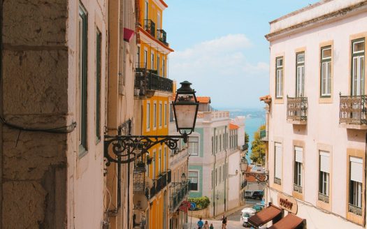 a view of a street in a european city